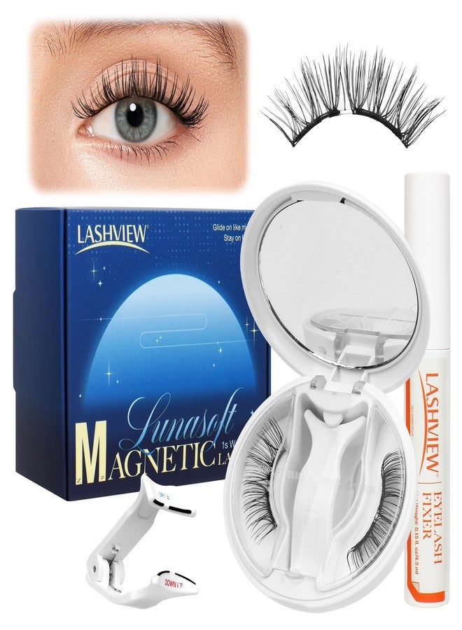 LASHVIEW Magnetic Eyelashes with Applicator Upgrade Soft Magnetic Eyelashes Natural Look Reusable No Glue or Eyeliner Needed Easy to Wear and Remove (RC14) - Image 1