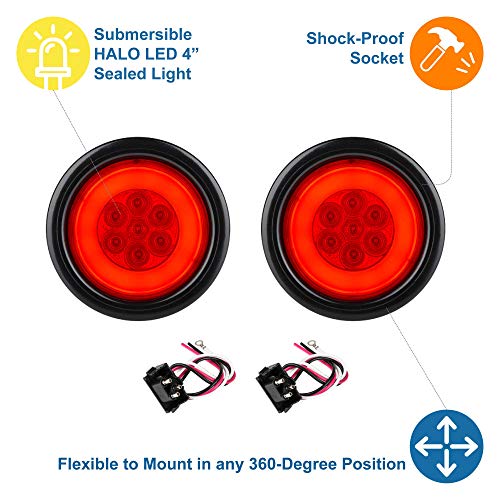 Lumitronics RV HALO LED 4 Inch Sealed Round Stop/Turn/Tail Lights (Red Pair) - Image 4