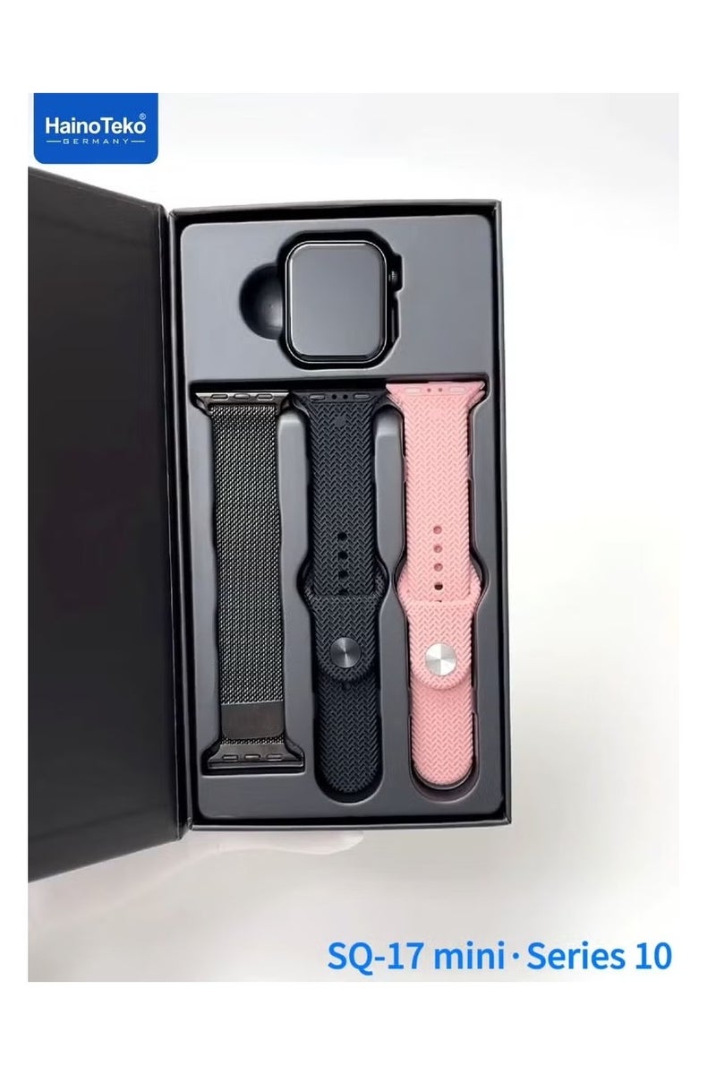 Haino Teko Haino Teko SQ-17 Mini Smart Watch for Women – AMOLED Display, 3 Interchangeable Straps, Slim & Stylish Design – Black - Image 3