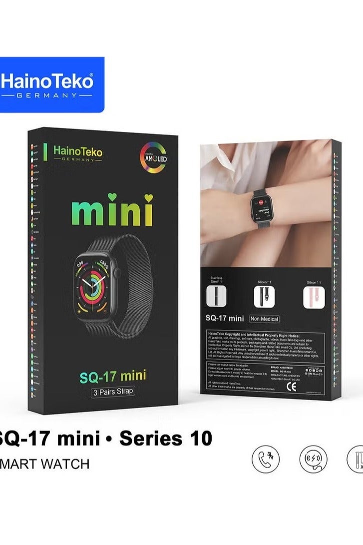 Haino Teko Haino Teko SQ-17 Mini Smart Watch for Women – AMOLED Display, 3 Interchangeable Straps, Slim & Stylish Design – Black - Image 5