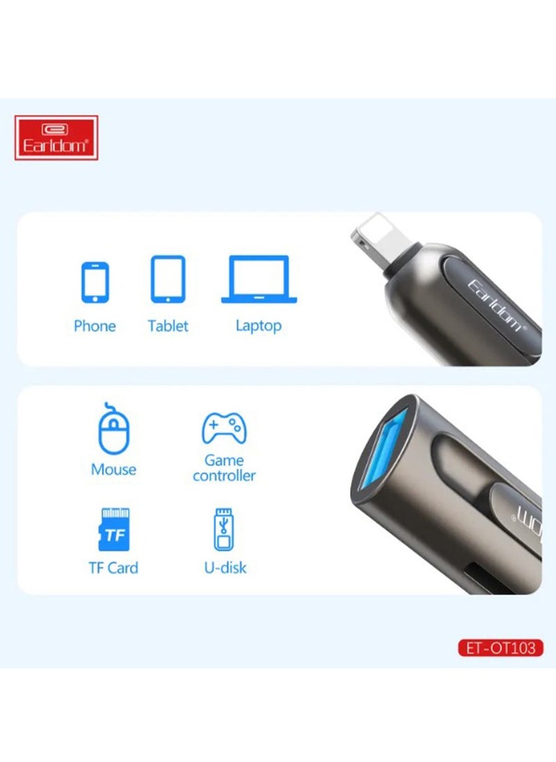 أيرلدوم - قارئ بطاقة TF بطاقة الهاتف المحمول، ينطبق على هاتف Apple Android المحمول محول الكمبيوتر TF بطاقة الذاكرة محول OTG - Image 1