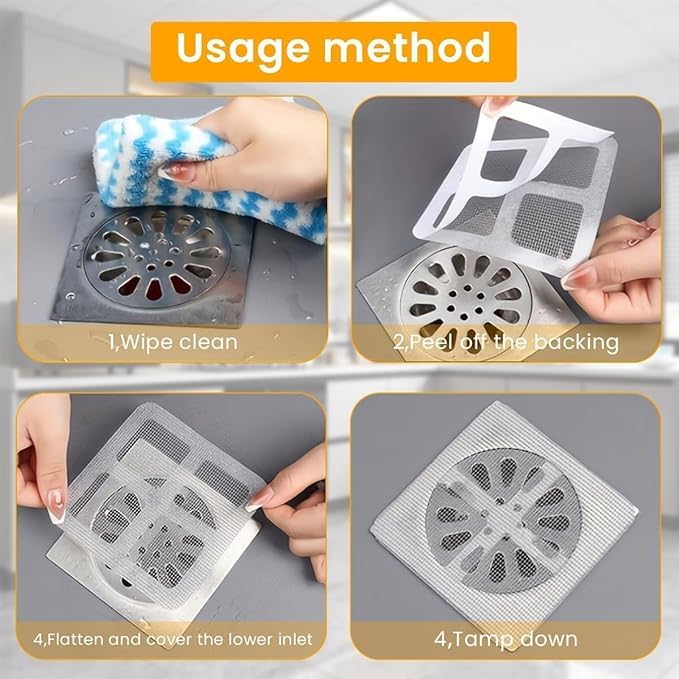 BEMOX 30-Pack Disposable Shower Drain Hair Catcher - Waterproof Mesh Stickers for Sink, Bathtub & Kitchen - Easy-to-Use Drain Covers for Hair & Debris (4" x 4") - Image 4