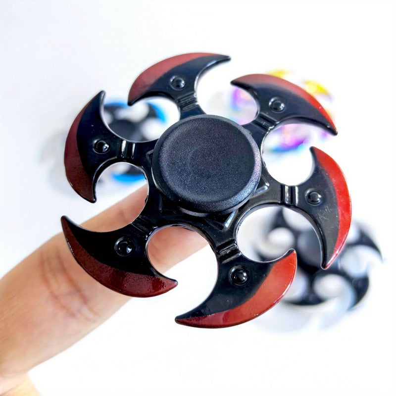 1pc Red Six Page Axe Gyro Durable Sensory Metal Spinner Fidget Toy Ideal For Relax Party Favors Birthday Gifts Educational Prizes - Image 5