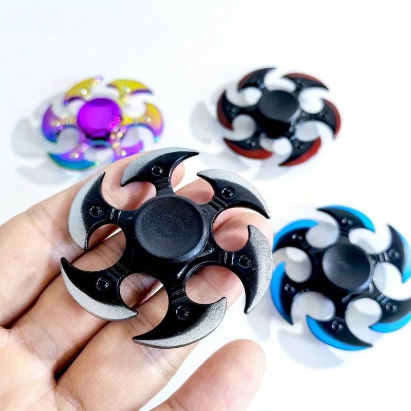 1pc Red Six Page Axe Gyro Durable Sensory Metal Spinner Fidget Toy Ideal For Relax Party Favors Birthday Gifts Educational Prizes - Image 2