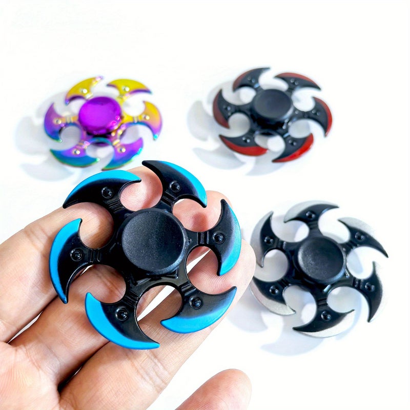 1pc Red Six Page Axe Gyro Durable Sensory Metal Spinner Fidget Toy Ideal For Relax Party Favors Birthday Gifts Educational Prizes - Image 1