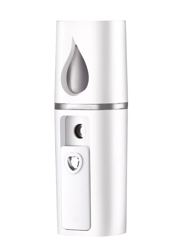 AROAQ Portable Nano Facial Mister, USB rechargeable Mini Facial Steamer, Facial Handy Mist Sprayer with Mirror Design on Top Nano negative ion cold spray for Skin Care & Facial Body Moisturized, (White) - Image 1