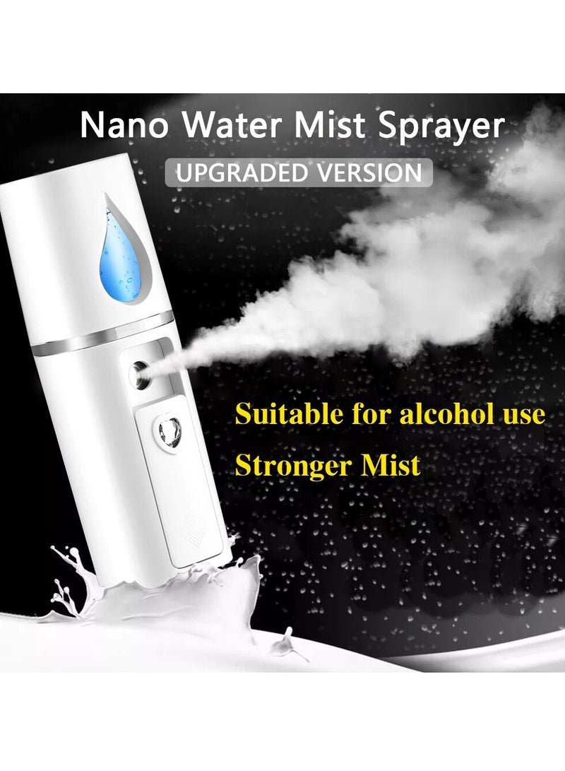 AROAQ Portable Nano Facial Mister, USB rechargeable Mini Facial Steamer, Facial Handy Mist Sprayer with Mirror Design on Top Nano negative ion cold spray for Skin Care & Facial Body Moisturized, (White) - Image 2