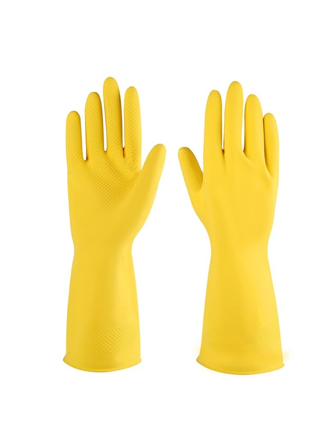 Rubber Cleaning Gloves for Household ，Reusable Dishwashing Gloves for Kitchen, Flexible Long-lasting & Waterproof (Yellow) - Image 1