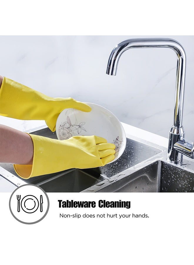 Rubber Cleaning Gloves for Household ，Reusable Dishwashing Gloves for Kitchen, Flexible Long-lasting & Waterproof (Yellow) - Image 3