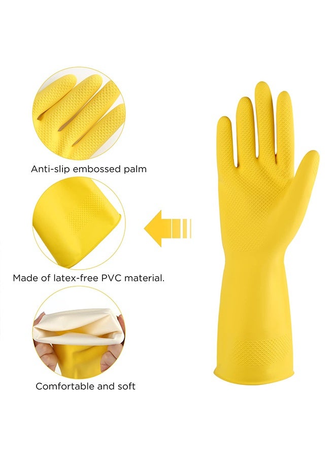 Rubber Cleaning Gloves for Household ，Reusable Dishwashing Gloves for Kitchen, Flexible Long-lasting & Waterproof (Yellow) - Image 2