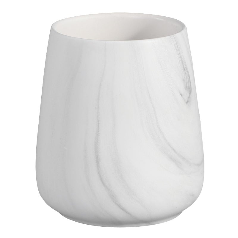 Eyrozia Marble White Toothbrush Holder for Bathroom - Ceramic Tooth Brushing Holders, Toothbrush Cup, Toothpaste Organizer for Bathroom Countertop, Makeup Brush Holder, Pen Holder for Home Desktop Storage - Image 1