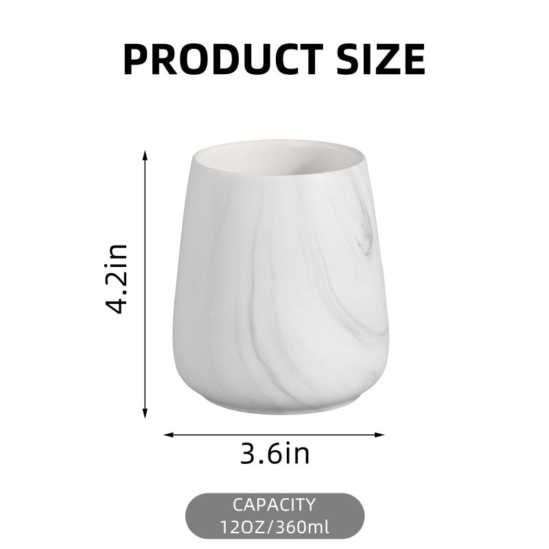 Eyrozia Marble White Toothbrush Holder for Bathroom - Ceramic Tooth Brushing Holders, Toothbrush Cup, Toothpaste Organizer for Bathroom Countertop, Makeup Brush Holder, Pen Holder for Home Desktop Storage - Image 4
