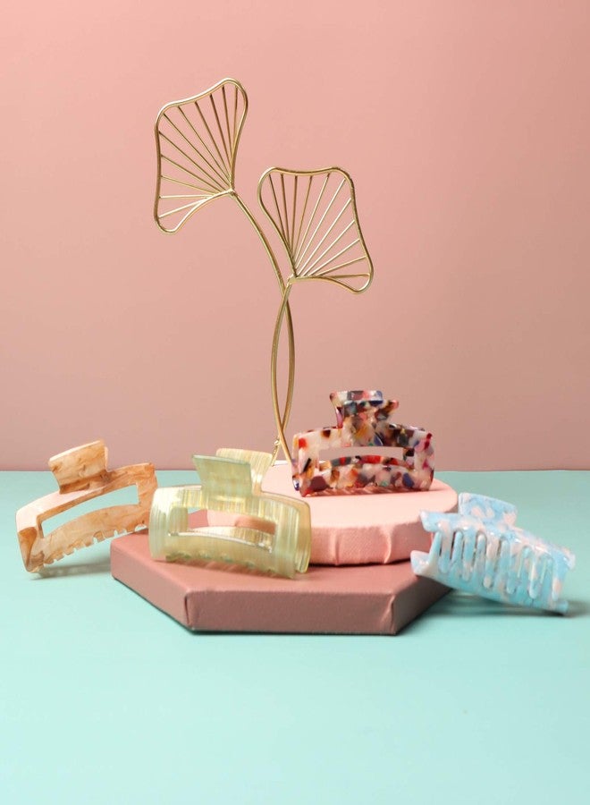 Magicsky 4PCS Hair Claw Clips, Acrylic Banana Barrettes, Celluloid French Butterfly Jaw, Tortoise Grip Pin-Leopard print Stylish Accessories for Women Girls, Long Motley - Image 4