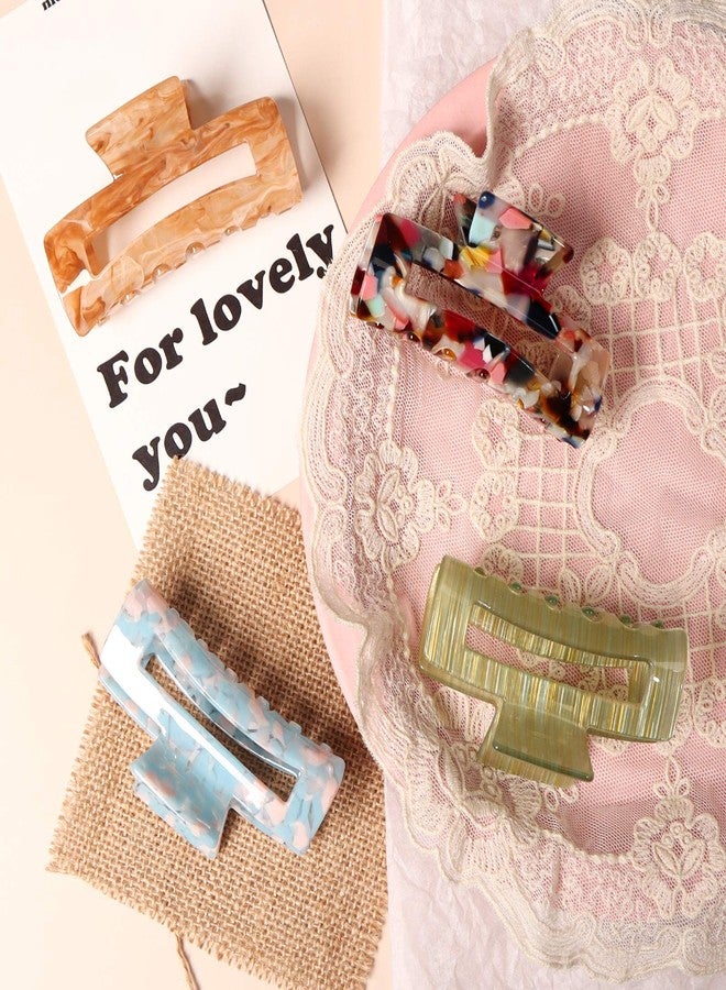 Magicsky 4PCS Hair Claw Clips, Acrylic Banana Barrettes, Celluloid French Butterfly Jaw, Tortoise Grip Pin-Leopard print Stylish Accessories for Women Girls, Long Motley - Image 2