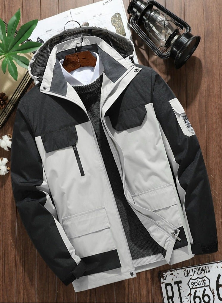 Loquat Women's Lightweight Windbreaker Rain Jacket Raincoat with Hood for Hiking Fishing Activewear White/Black 