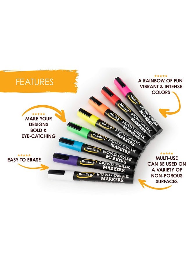 Bandle B. 4-Pack White Erasable Chalk Markers - Non-Toxic, Water-Based, Reversible Tips For Kids & Adults, Glass & Chalkboards  - Image 5