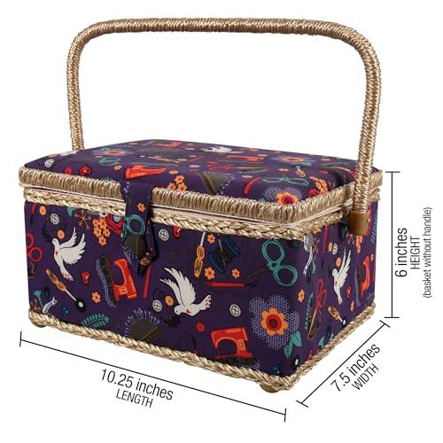 SINGER Sewing Basket with Sewing Kit, Needles, Thread, Scissors, and Notions- Purple - Image 4