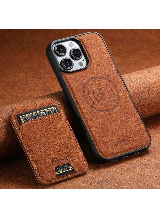 Suteni Case For iPhone 16 Pro Max H16 Litchi Texture Leather Detachable Wallet Back Phone Case - Image 2