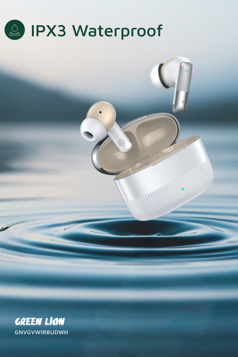 GREEN LION Vancouver True Wireless Earbuds with Dual Mic ENC / Truewireless Bluetooth Headphones V6.0 / Game Mode / 12 Hours with Case - White - Image 5