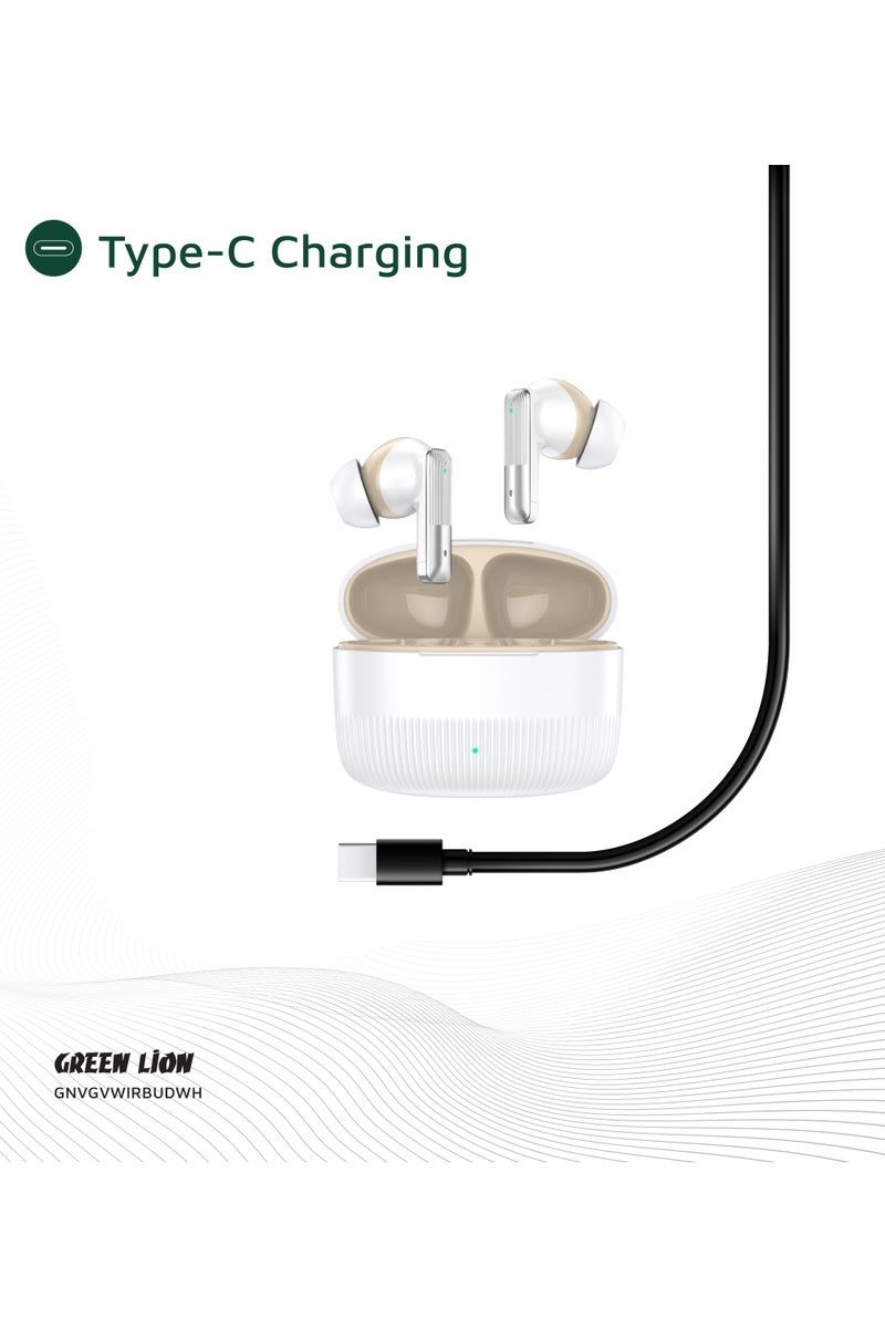 GREEN LION Vancouver True Wireless Earbuds with Dual Mic ENC / Truewireless Bluetooth Headphones V6.0 / Game Mode / 12 Hours with Case - White - Image 4
