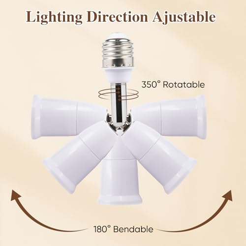 MIKWOAB 3 Pack Light Socket Extender, E26/E27 4.5 Inch Light Socket Extension, Vertical 180°Horizontal 350° Adjustable Medium Screw Base Light Bulb Extension Socket - Image 2