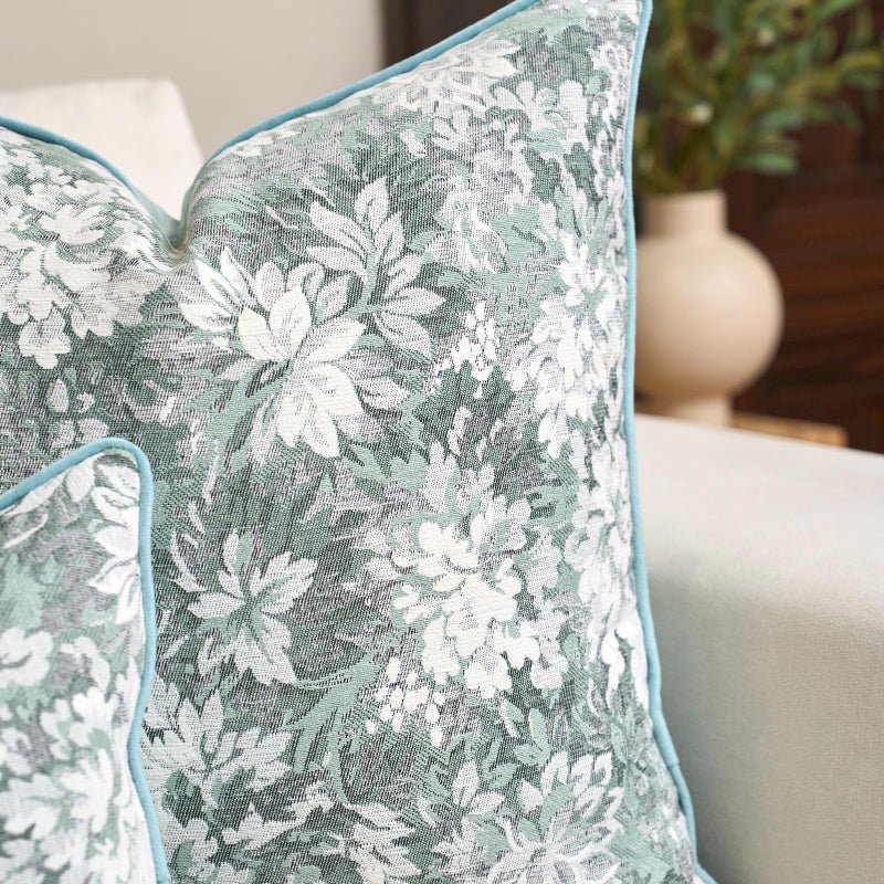 Alerfa Light Blue Neutral Floral Pillow Cover 12 x 20 Inch, Vintage Chenille Rectangle Couch Pillow Cover Soft Decorative Farmhouse Accent Pillowcase for Living Room Bedroom - Image 3