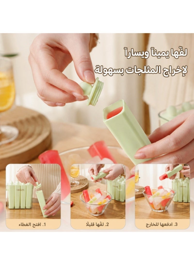 Ice Cube Tray, Reusable Ice Stick Mold with Lid and Carry Handle, Food Contact PET PP Silicone Freezer Ice Maker for Water Bottles Cups Juice Tea and Summer Drinks, Green - Image 3