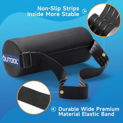 QUTOOL Lumbar Roll, Lumbar Support Pillow for Office Chair with Upgraded Strap,Office Desk Car Accessories Supplies, Back Pain Relief & Improving Posture, Chair Pillow with Washable Cover-Black, Middle Soft - Image 2