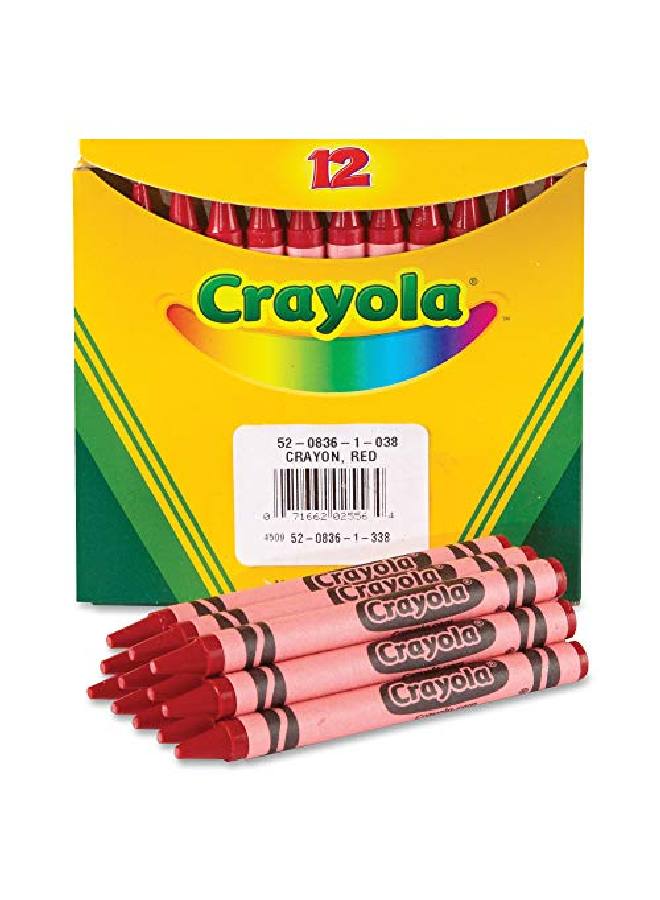 Crayola ألوان شمعية بالجملة 12 قطعة حمراء - Image 1