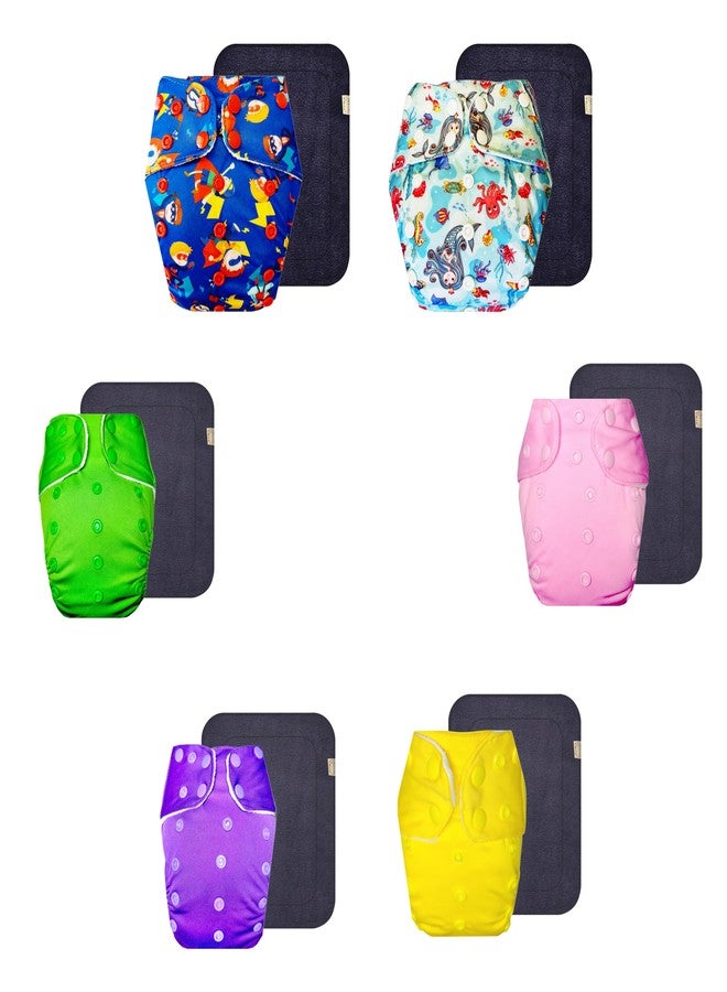 Dumbledo Premium Cloth Diaper with Black Insert (Pack of 6) | Dry Feel and Comfortable | 6-Layer Absorbent Pad | Quick Dry | Trusted by Moms | 3 Months - 3 Years | Unisex Baby - Image 1