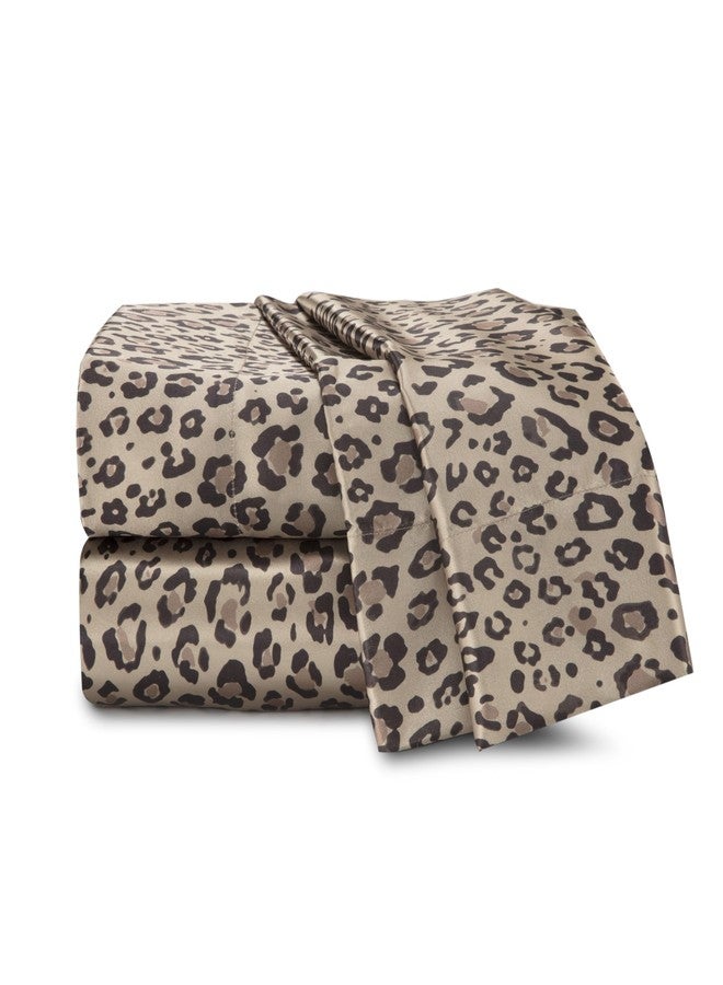 Martex Elegance 4-Piece Satin Sheets Set - Full Size, Leopard Print, Luxury Hotel Quality, Silky Soft & Smooth, Great for Hair & Skin - Image 1
