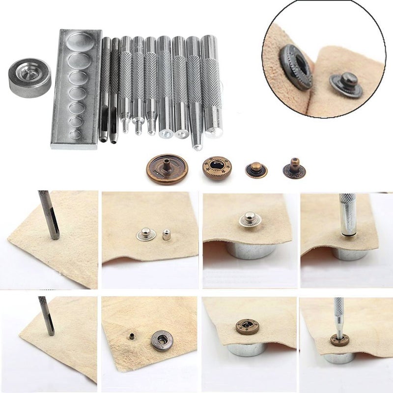 Co-link Craft Tool Die Punch Snap Kit Rivet Setter with Base for Punch Hole and Install Rivet Button (Rivet Setter with Base) - Image 4