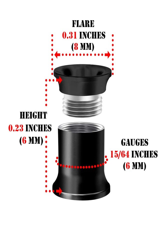 BIG GAUGES Pair Of Internally Threaded Surgical Steel Black Double Flared Piercing Jewelry Stretcher Ear Plug Earring Lobe Tunnel, Stainless Steel,Metal,Steel, - Image 2