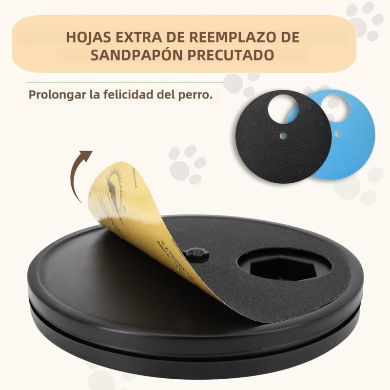 Dog Nail Scratch Pad Rotating Round 3 In 1 Treat Box Design - Turquoise Interactive Pet Nail File Pad For Dog Grooming - Image 3