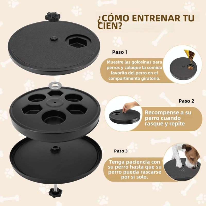 Dog Nail Scratch Pad Rotating Round 3 In 1 Treat Box Design - Turquoise Interactive Pet Nail File Pad For Dog Grooming - Image 4