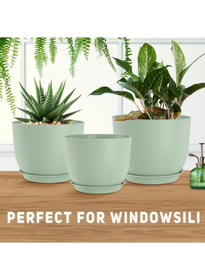 YNNICO Plant Pots 10/9/8/7.5/7 Inch Set of 5, Flower Pots with Multi Mesh Drainage Holes, Planters for Indoor Outdoor Garden Plants and Flowers(Green - Image 5