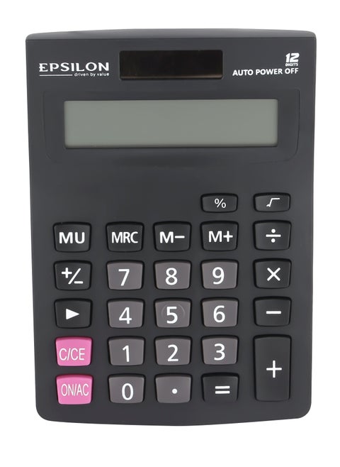 Epsilon 12 Digit Desktop Calculator- EPSCL165, Includes Percent Function, Auto Replay