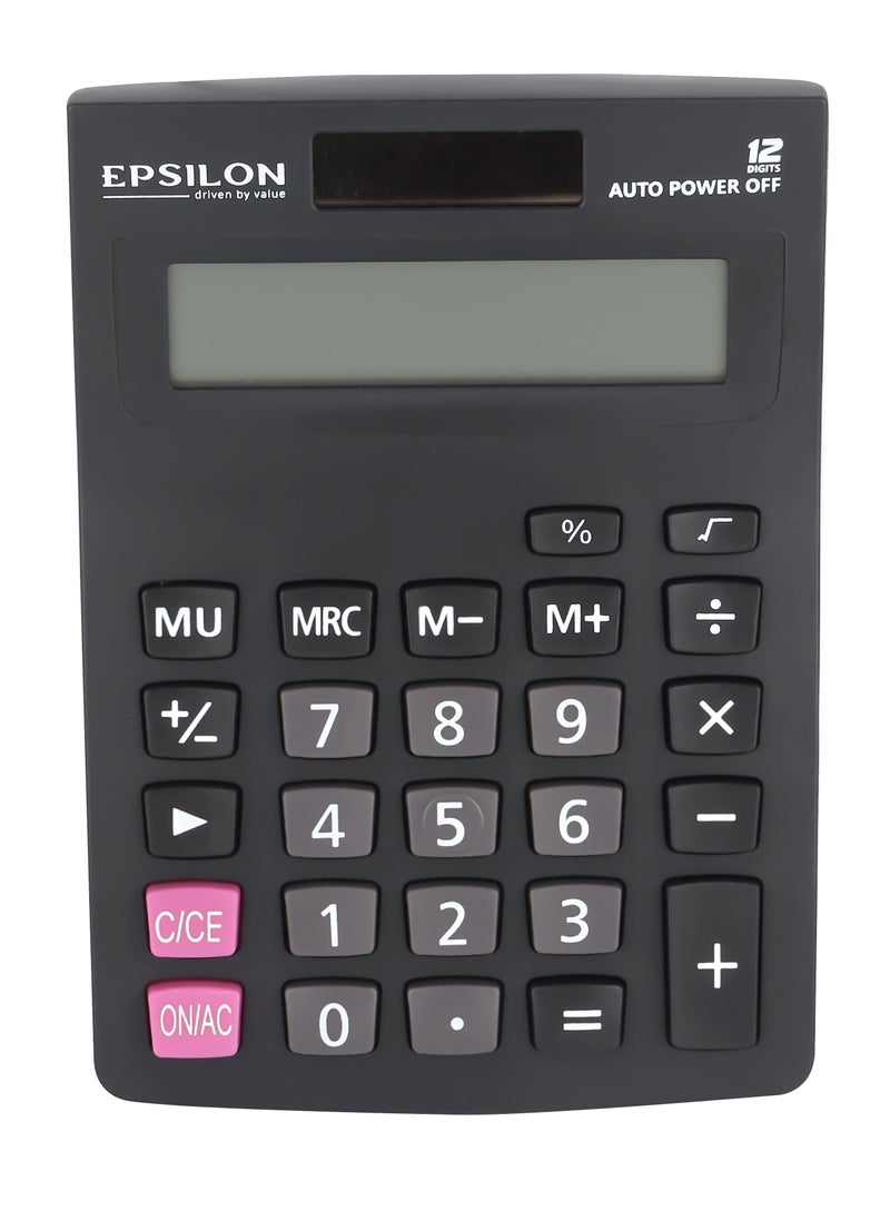 Epsilon - Epsilon 12 Digit Desktop Calculator- EPSCL165, Includes Percent Function, Auto Replay - Image 1