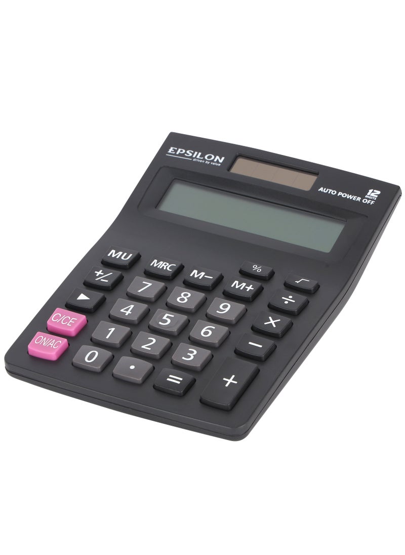 Epsilon - Epsilon 12 Digit Desktop Calculator- EPSCL165, Includes Percent Function, Auto Replay - Image 1
