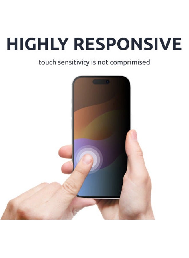 iPhone 15 Privacy Screen Protector - Premium Edge to Edge Anti Spy Privacy Tempered Glass, Oleophobic Coating, Delicate Touch, Anti-Explosion, Smooth Arc Edge, Easy Installation - Image 4