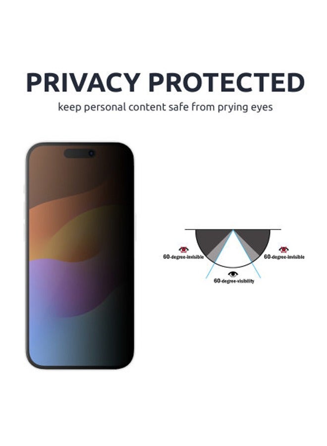 iPhone 15 Privacy Screen Protector - Premium Edge to Edge Anti Spy Privacy Tempered Glass, Oleophobic Coating, Delicate Touch, Anti-Explosion, Smooth Arc Edge, Easy Installation - Image 3
