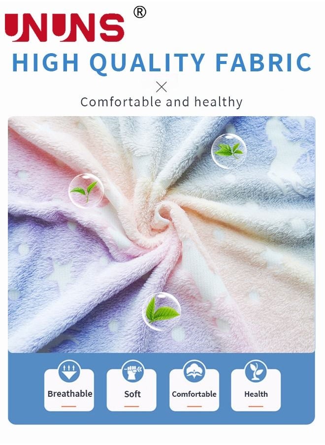 UNUNS - Flannel Blanket,Glow in The Dark Blanket,Glow Throw Blanket For Kids,50" x 60" Luminous Unicorn Blanket - Image 1