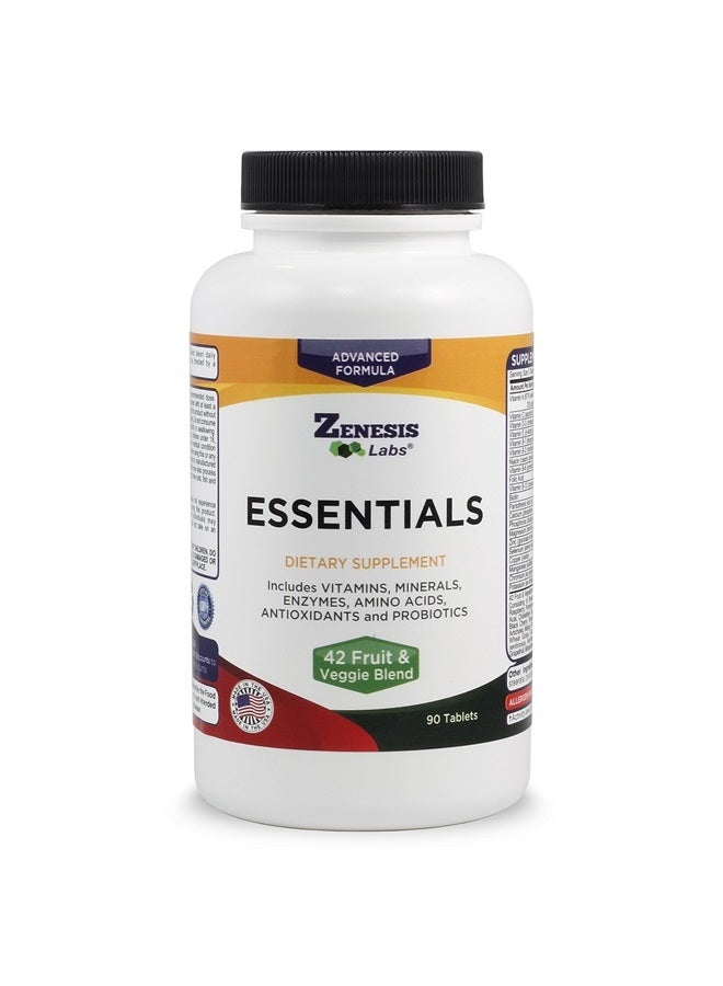 Zenesis Labs Essentials - a Natural & Nutrient Rich Multi-Vitamin - with Minerals, Enzymes, Amino Acids, Antioxidants and Probiotics - 90ct - Image 1