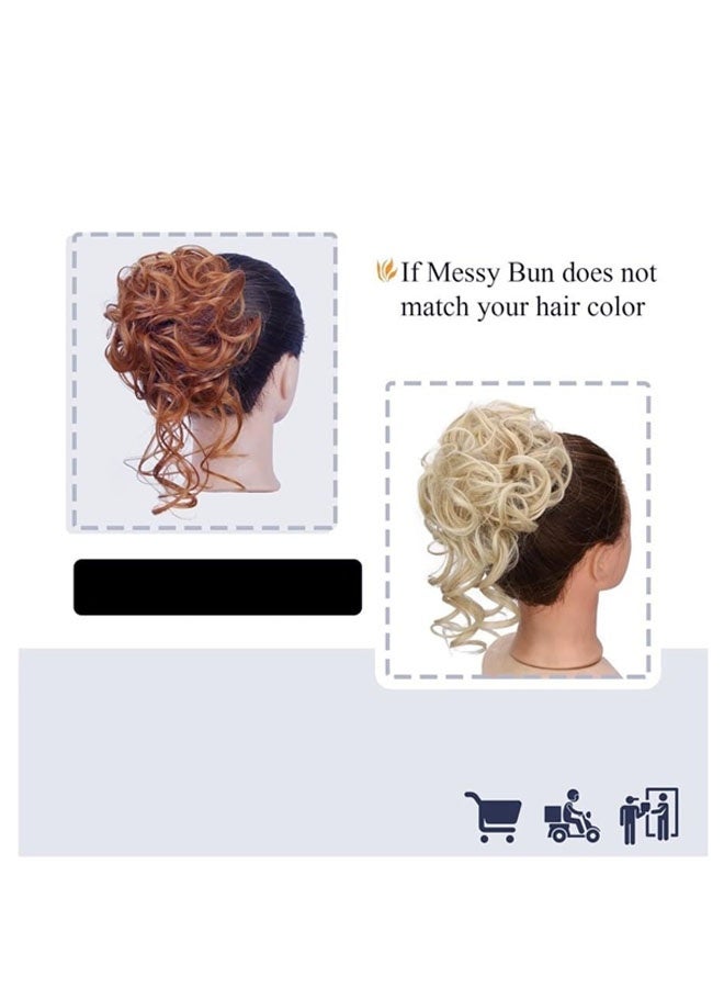 كعكة شعر، قطعة شعر صناعية على شكل كعكة فوضوية للنساء، ربطات شعر مموجة ومجعدة على شكل ذيل حصان، للاستخدام اليومي (أسود داكن) - Image 5