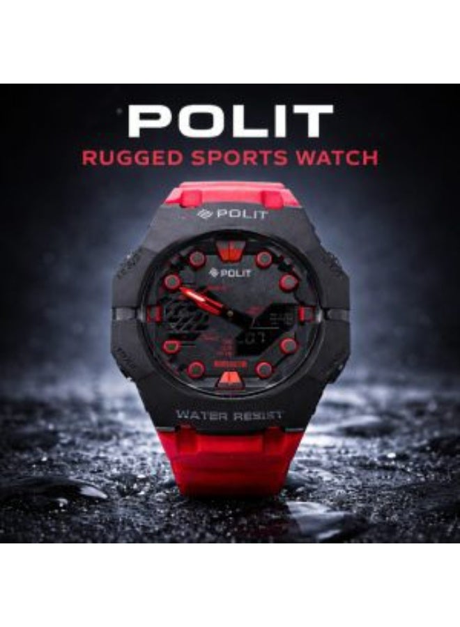 Polit Rugged Sports Watch Water Resistant Analog Digital Watch - Image 1