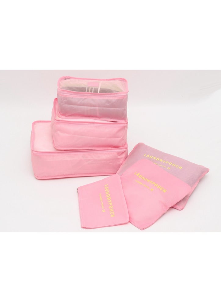 TANGBLIB 6-in-1 clothing storage bags set to organise the travel bag with a laundry bag for underwear and to organise while travelling in fuchsia - Image 1