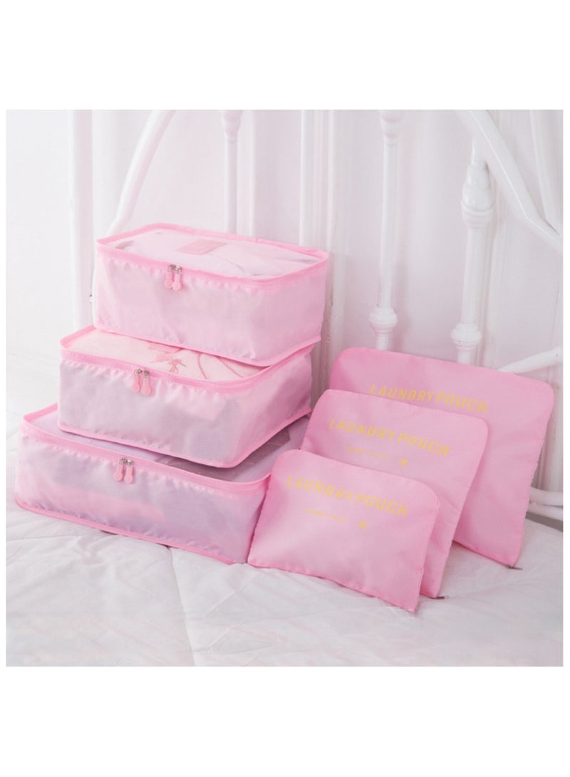 TANGBLIB 6-in-1 clothing storage bags set to organise the travel bag with a laundry bag for underwear and to organise while travelling in fuchsia - Image 2