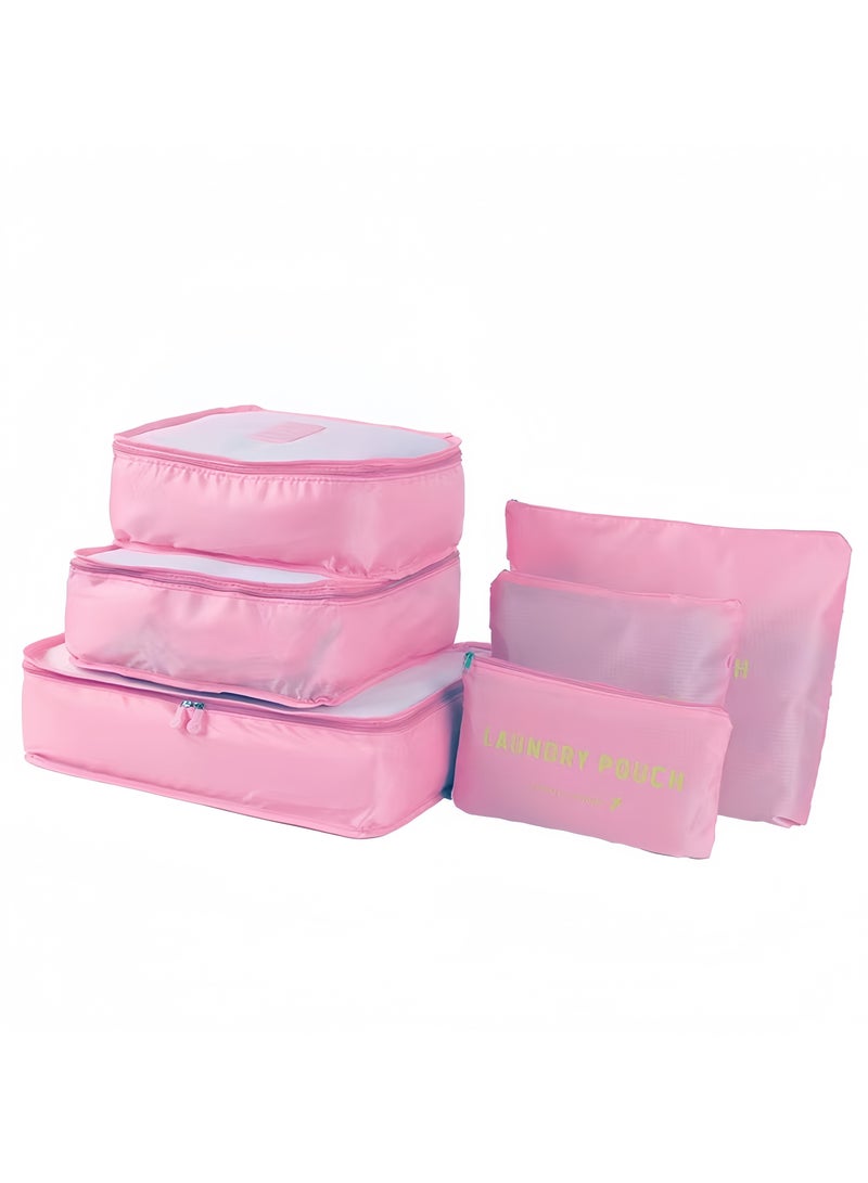 TANGBLIB 6-in-1 clothing storage bags set to organise the travel bag with a laundry bag for underwear and to organise while travelling in fuchsia - Image 3