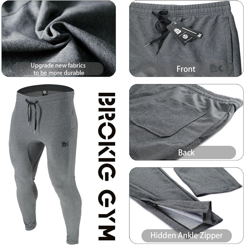 BROKIG Mens Zip Joggers Pants - Casual Gym Workout Track Pants with Pockets - Image 5