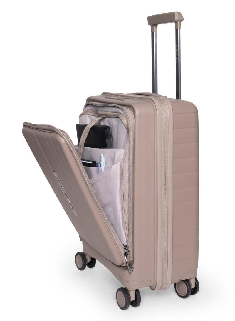 GIORDANO Giordano Titanium Front Opening Hardshell Luggage Set, Unbreakable Expandable, Secure Lock, 4 Double Wheels Travel Lugggage, Laptop Compartment on Small Carry-on Cabin Luggage, Checked Luggage. Beige  - Image 2